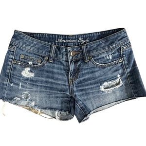 American Eagle Distressed Denim Blue Jean Cutoff Shorts JRs Size 2
